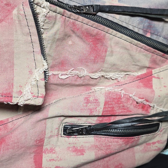 Please Cropped American Flag Mixed Media Jacket, Size Medium - Picture 11 of 13